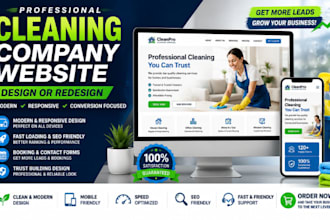 build ,redesign or development  a modern cleaning company wordpresswebsite brand