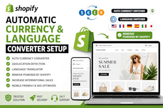 setup shopify geolocation, currency converter language translator, fix bug issue