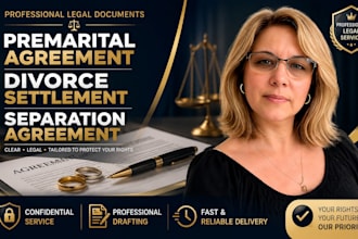 draft premarital agreement, divorce settlement and separation agreement