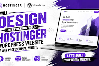 design or redesign hostinger website design, build hostinger wordpress website