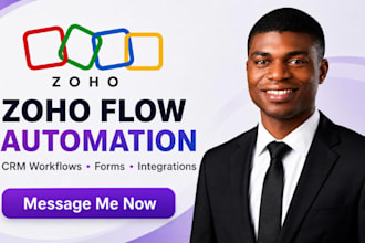setup zoho flow automation, zoho CRM workflow, zoho book, forms, and integration
