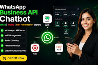 connect whatsapp business api, setup wati twilio whatsapp chatbot n8n expert