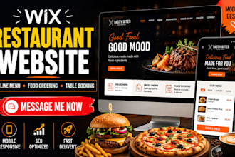 design wix restaurant website with online menu ordering and booking