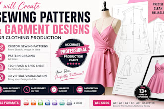make digital clothing sewing patterns, pattern grading for any dress garments