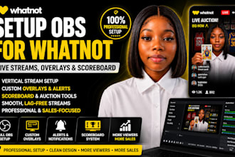 setup obs for whatnot live streams, design overlay and scoreboard