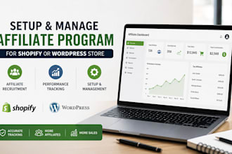 setup and manage affiliate program for shopify or wordpress store