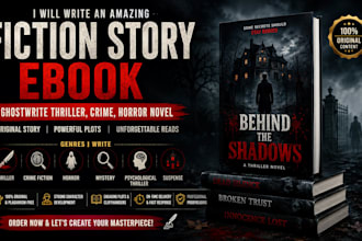 write an amazing fiction story ebook, ghostwrite a thriller, ocrime horror novel