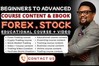 create step by step forex course, crypto, stock trading course, ebook, video