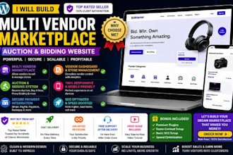 build a wordpress multi vendor marketplace bidding website auction website
