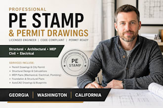 licensed structural engineer pe stamp for washington, georgia, california