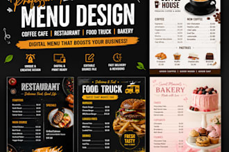 design coffee cafe menu restaurant digital menu edit food truck menu bakery menu