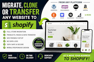 migrate shopware wix, woocommerce, amazon, etsy store to shopify, store transfer