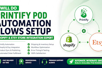 do printify pod automation flows setup shopify etsy store integration expert
