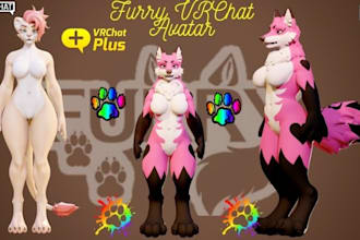 custom vrchat avatar, 3d nsfw model, furry vtuber, vrchat anime avatar, vseeface