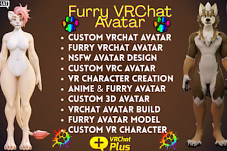 do custom vrchat avatar, vrc avatar, furry nsfw avatar, vr character