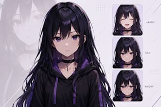 design custom anime pngtuber avatar expression for twitch and discord streamers