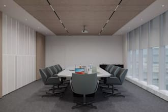 design modern 3d office interior, corporate workspace, conference room,reception