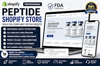 create shopify peptide store, build shopify peptide website, fda complaint store