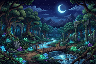 create pixel art scenes, backgrounds, environments, and animations for your game
