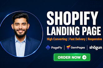 create shopify landing page and ecommerce product page