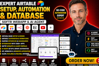 setup airtable, airtable automation, airtable database, softr webapp, ai agent
