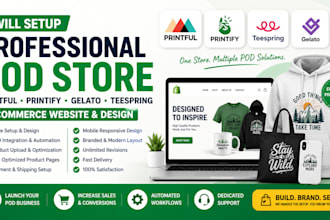 setup printful pod printify store ecommerce website teespring gelato design