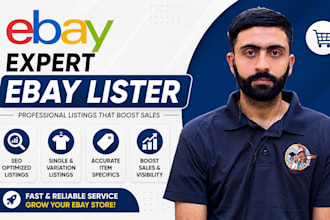 do ebay single, variation listing and SEO optimization as an expert ebay lister