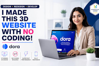 design dora 3d website framer website landing page