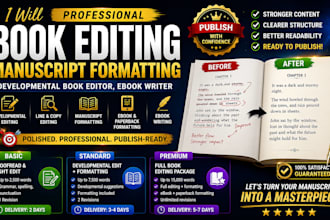 provide professional book editing, developmental editing, and KDP formatting