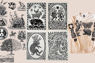 draw medieval linocut, woodcut artwork dark art, gothic illustration for any use