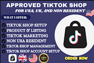 create USA, UK tik tok shop, fix tik tok dropshipping,tiktot affiliate marketing