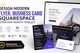 design modern flyer business card squarespace cover page website template