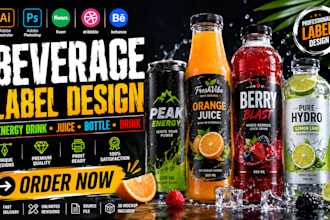 do beverage label design bottle energy drink juice and drink label design
