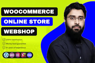 design online store and online webshop using woocommerce wordpress