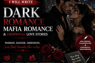 write dark romance, mafia romance and emotional love stories