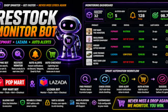 build popmart bot lazada bot restock monitor and auto alerts system for shopping