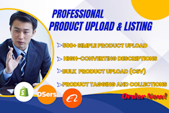 do professional shopify product upload product listing and data entry
