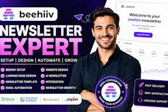 design beehiiv newsletter landing page setup and email automation