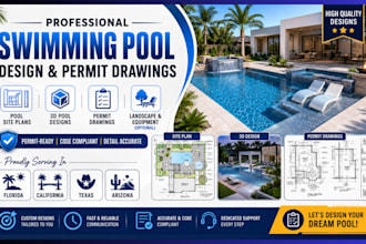 swimming pool site plans, 3d pool design for projects in USA