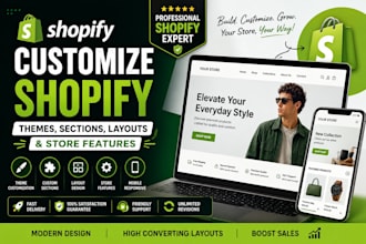 customize shopify themes, sections, layouts, and store features