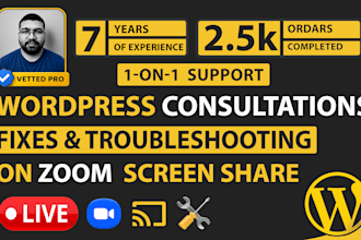 do live wordpress consultations, fixes, and troubleshooting on zoom screen share
