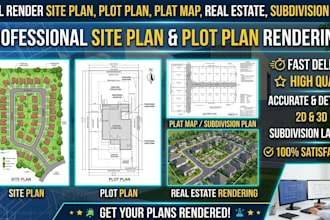 render site plan, plot plan, plat map, real estate, subdivision plan