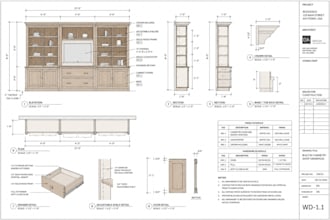 draft detailed woodwork, cabinetry, and casework shop drawings