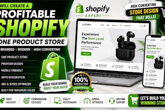 build branded one product shopify dropshipping store, redesign landing page gem