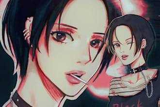 draw a fully colored poster style anime illustration