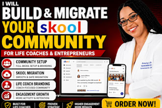 be your social media manager for life coach skool community setup and migration