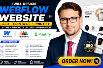 design webflow website seo printiful printify store products upload integration