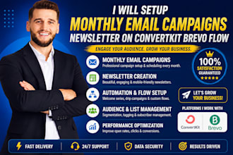setup monthly email campaigns newsletter on convertkit brevo flow