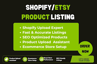 do shopify product listing, etsy listing and product upload manually