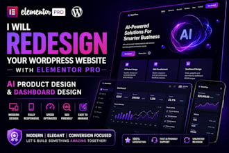 redesign your wps website with elementor pro, ai product and dashboard designs